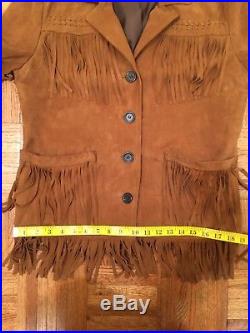 Ralph Lauren Denim And Supply Brown Suede Fringe Western Jacket Size M Women
