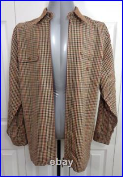 Ralph Lauren Men Plaid Jacket M Suede Collar Houndstooth Blouson LRL Herringbone