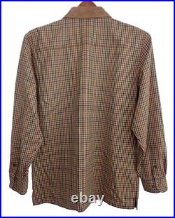 Ralph Lauren Men Plaid Jacket M Suede Collar Houndstooth Blouson LRL Herringbone