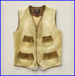 Ralph Lauren RRL Hidalgo Leather Western Vest Jacket S New $1200