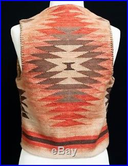 Ralph Lauren Southwestern Blanket Aztec Distressed Leather Western Vest MEDIUM