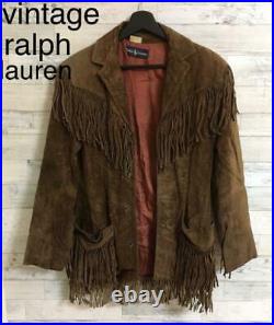 Ralph Lauren Western Fringe Leather Jacket Coat Brown Vintage Rare From Japan