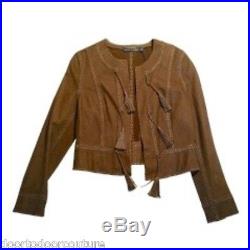 Ralph Lauren coat spring suede brown jacket fringe runway south western 1095 nwt
