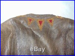 Rare Double D Ranch Brown Distressed & Studded Women's Leather jacket Small