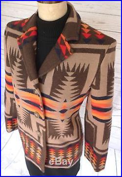 Rare PENDLETON WESTERN Wear WOMEN'S WOOL BLANKET Jacket COAT NAVAJO INDIAN Sz S
