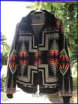 Rare Pendleton Western Wear Aztec Blanket Wool Blend Zip Jacket LARGE