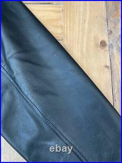 Rare VTG Polo Ralph Lauren Large Mens Hooded Black Lambskin Leather Field Jacket