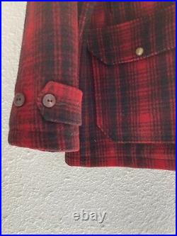 Rare Vintage WOOLRICH Mackinaw Buffalo Plaid Work Field Jacket 30s 40s Red SZ 48