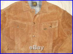 Rare vintage Lee Rider Levi's style suede leather western trucker jacket, size L