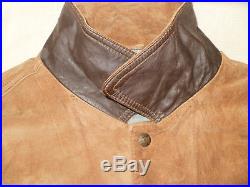 Rare vintage Lee Rider Levi's style suede leather western trucker jacket, size L