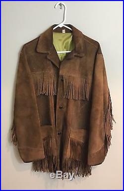 Real Original 1960s Vintage Fringe Suede Hippie Jacket Western Coat Nice