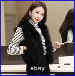 Real Raccoon Fur Vest Women's Short Coat Slim Winter Fur Gilet Waistcoat Jackets