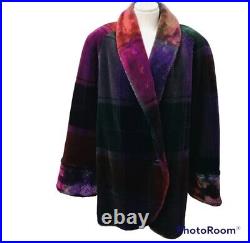 Regal Plush Vintage Aztec Faux Fur Coat Western Wear Style Vibrant Colors