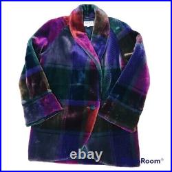 Regal Plush Vintage Aztec Faux Fur Coat Western Wear Style Vibrant Colors