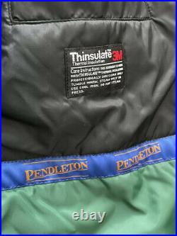 Retired Vintage Pendleton Plaid Wool Barn Jacket Green Plaid Size Large USA