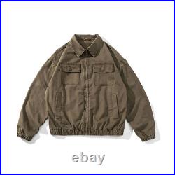Retro American Style Western Men's Cargo Jacket Pockets Outwears Coat Spring Zip
