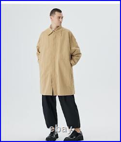 Retro Occident Mens Mid Long Trench Coat Jackets Overcoat Cotton Linen Oversized