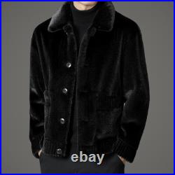 Reversible Mink Fur Coat Mens Winter New Large Pocket Lapel Mink Jacket Outwear