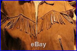 Roy Rogers Boys Western Vintage 1950s Buckskin Leather Suede Fringe Jacket Coat