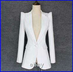 Runway Ladies OL Career White Businee Blazer Jacket Occident One Button Coat New
