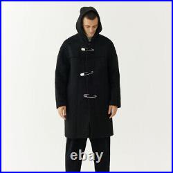 Runway Men's Mid Long Trench Coat Hooded Jackets Thicken Overcoat British Winter