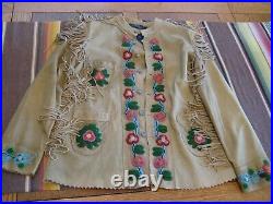 S $2500 NEW Ralph Lauren POLO Women LEATHER Western Coat INDIAN Jacket BEADED sm