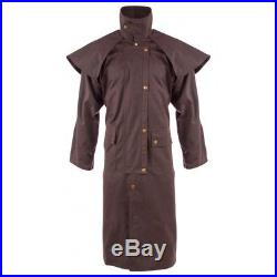 S-2xl Western Cowboy Ranch Oilskin Duster Outback Mens Coat Drover Jacket Brown