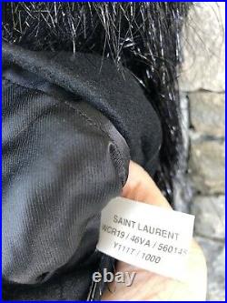 SAINT LAURENT jacket ICONIC coat YSL designer FR36 FR38 US 6 black fringe fur