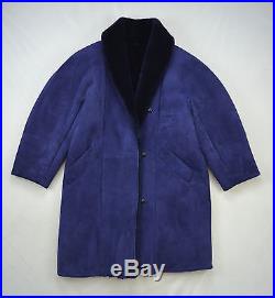 SAWYER OF NAPA Vtg Purple Sheepskin Leather Wool Fleece Western Coat Jacket L