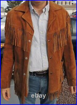 SCHOTT RANCHER Fringe Brown Leather Jacket Coat Western Mens Size 42
