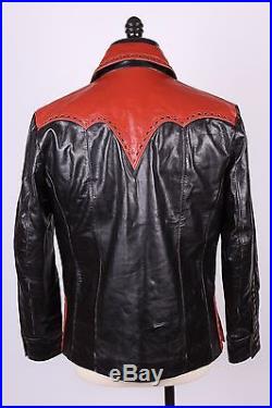 Schott Two Tone Western Leather Coat Jacket Mens Size Large
