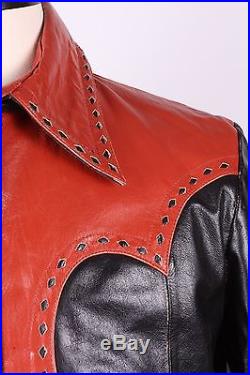 Schott Two Tone Western Leather Coat Jacket Mens Size Large