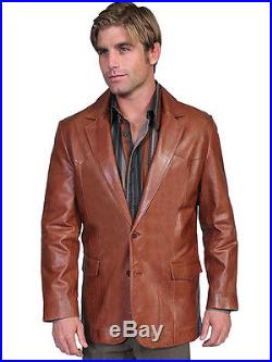 SCULLY Mens Brown Lambskin Leather Western Point Yoke Jacket Blazer Coat 510 NWT