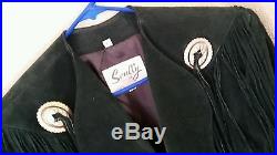 Scully, Women Hunter Green Suede Western Fringe Cropped Jacket Coat Size 10