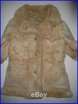 SHEEPSKIN SHEARLING Leather/Wool Coat ANSO Western Rancher Jacket Womens Vtg 14