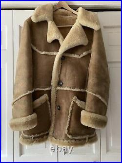 SHEEPSKIN SHEARLING Ranch Coat Bermans Vtg MARLBORO MAN Jacket Sz 44 1970s