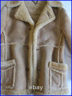 SHEEPSKIN SHEARLING Ranch Coat SEARS Vtg MARLBORO MAN Lamb Leather Jacket 40 T