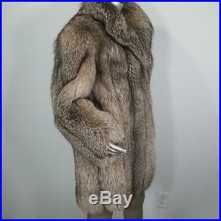 Saga Foxsz L/xlvintage Genuine Real Silver Crystal Brown Fox Fur Coat Jacket