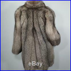 Saga Foxsz L/xlvintage Genuine Real Silver Crystal Brown Fox Fur Coat Jacket