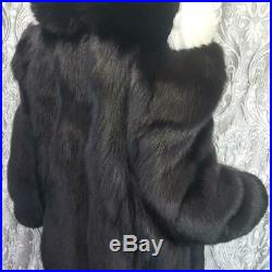Sagasz L/xlamazing Vintage Genuine Black Off White Blonde Fox Fur Hooded Coat