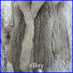 Sagasz M/lstunning Vintage Genuine Real Silver Fox Fur Coat Jacket Stole Wrap