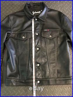 Schott Leather Trucker Motorcycle Jacket Medium Black M Men Levis Western