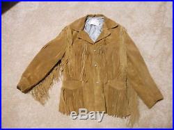 Schott Rancher Suede Leather Fringe Western Jacket Men's size 46 Vintage N. Y. C