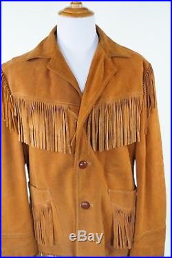Schott Rancher Western Leather Jacket Fringed Size 46 XL Mens