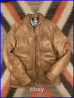 Schott Waxed Cowhide Leather Puffer Western Medium Coat Jacket