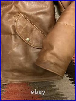 Schott Waxed Cowhide Leather Puffer Western Medium Coat Jacket