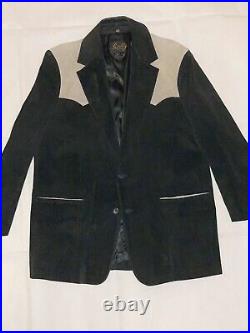 Scully Black Leather Coat with Gray Leather Accent Blazer Jacket Western Mens 46