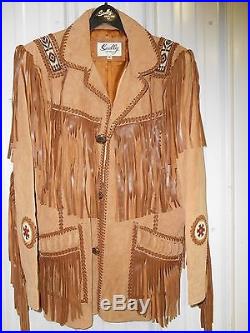 Scully Hand Laced Bead Trim Fringe Western Coat (Beaded Shoulder Strips) Size 38