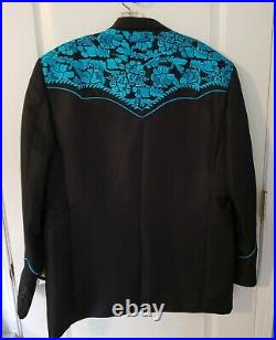 Scully Western Embellished Coat Jacket Black Blue Blazer Size 44