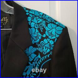 Scully Western Embellished Coat Jacket Black Blue Blazer Size 44